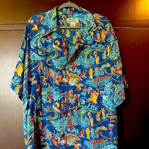 Avanti Hawaii Vintage-style silk Aloha shirt XXL 
100% Crepe de Chine silk